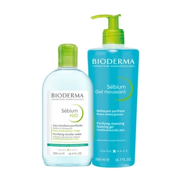 BIODERMA Sébium csomag H2Opumpás+Moussant gél 500ml+500ml