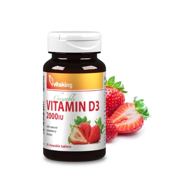 Vitaking D-vitamin 2000NE rágótabletta eper ízű 90x