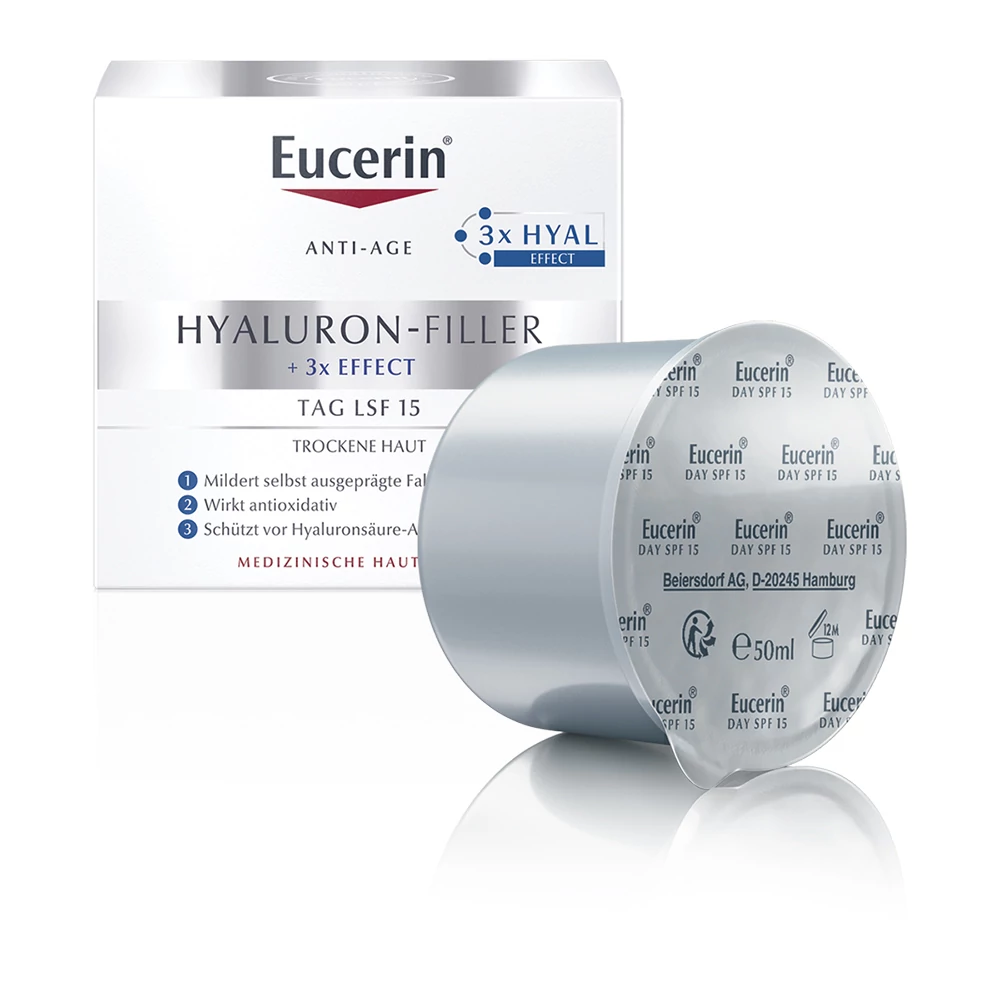 Eucerin Hyaluron-Filler ráncfeltöltő nappali arckrém SPF15 öko-utántöltő 50ml